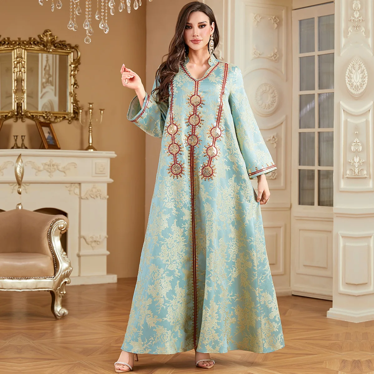 

New Muslim 4350 Women's Clothing Dubai Dress Apparel Arabic Abaya Embroidered Robe Robe Abaya Ramadan Dubai Luxury Islam Elegant