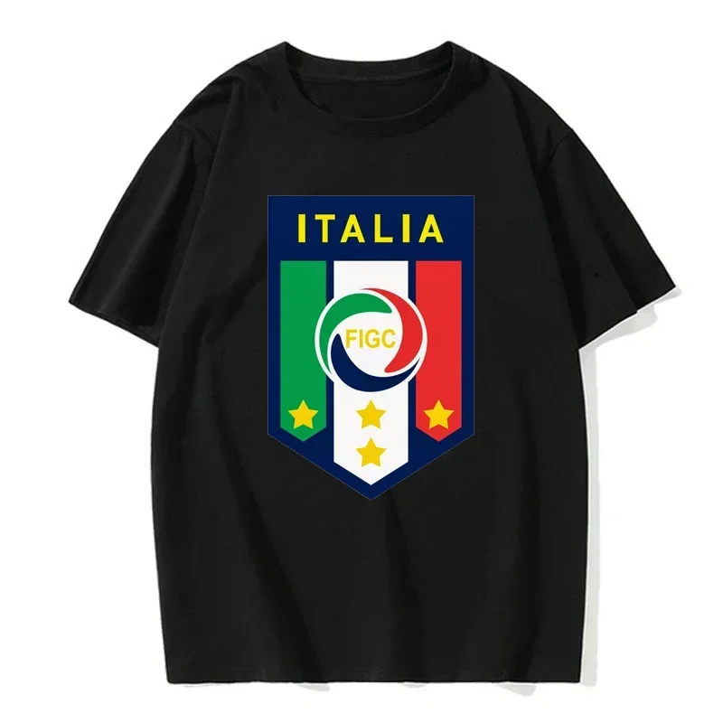 

Summer men's new Italian flag football print round-neck short-sleeved T-shirt Hip-hop fashion casual top