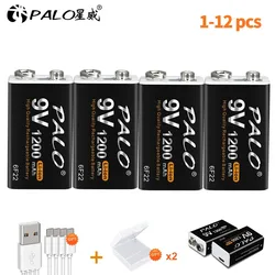 PALO 1200 mAh Micro USB 9 V Akku wiederaufladbar 9 Volt Li-Ion 6F22 Lithium-Akku für RC Hubschrauber Modell Mikrofon Spielzeug