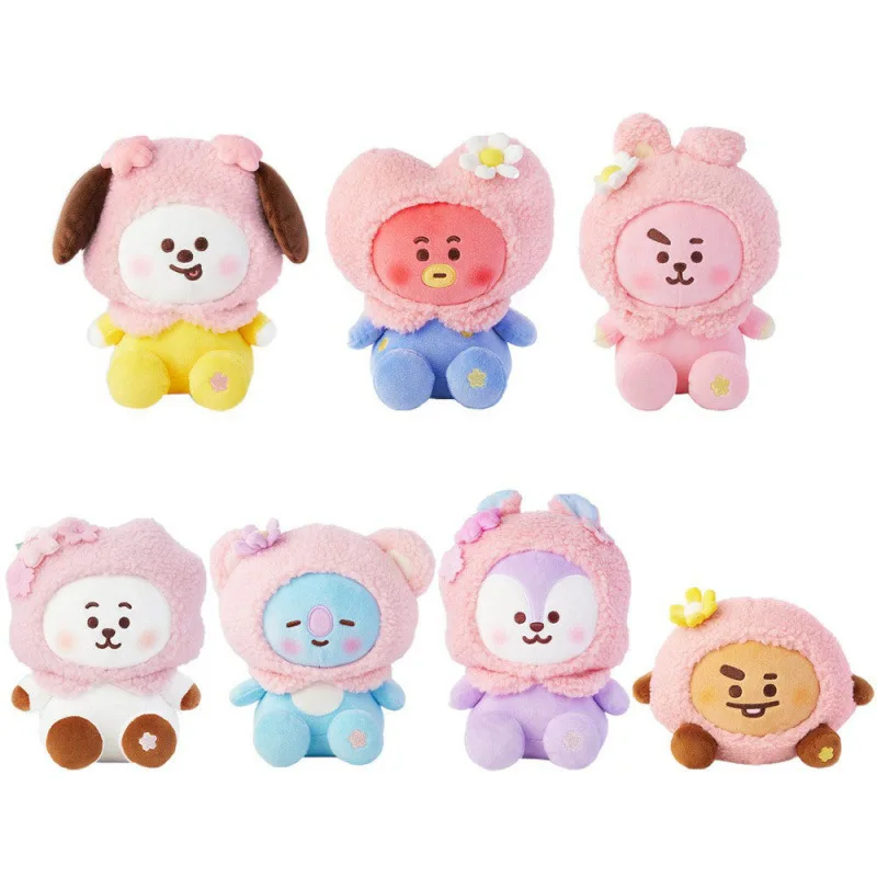 KPOP BT21 Cherry Blossom Series Doll Keychain Cute Cartoon Toy Pendant Backpack Phone Bag Charm Decor Fans Collectible Gift view 3