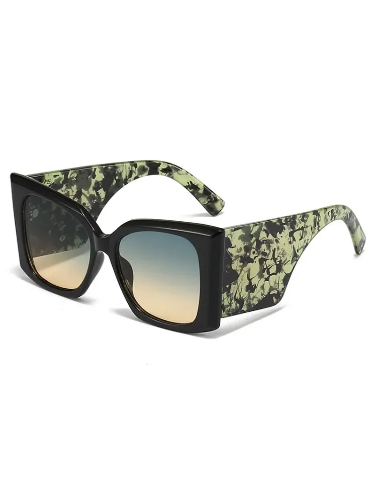 Übergroße Quadratische Sonnenbrille für Damen und Herren, Breite Bügel, Reise-Sonnenbrille, Retro Markendesigner Luxus UV400 Schutz