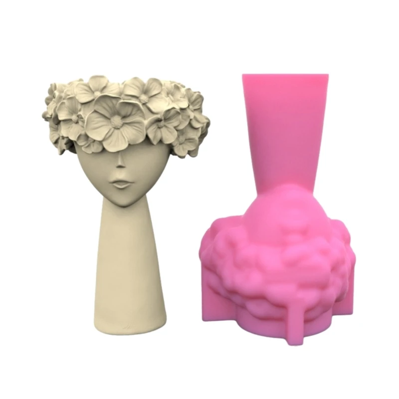 

3D Girl Silicone Flower Pots Mold Concrete Candlesticks Pen Holder Molds Succulent Planter Cement Clay Mould Home Decors