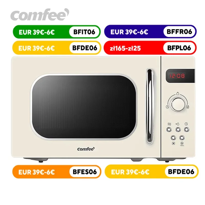 Comfee Microwave in Retro Style / Retro Microwave Oven with 8 Auto Menus, 5 Cooking Power Levels, Express Cooking Button, 20 L