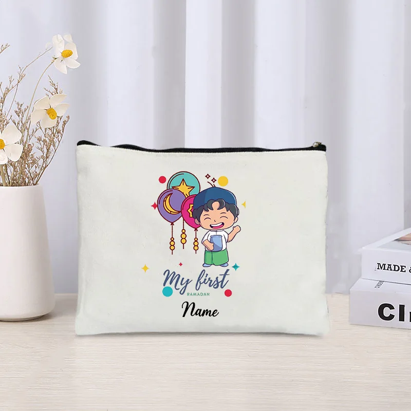 Personalized Name Makeup Bag Cartoon Ramadan Kareem Gift Cosmetic Case Eid Mubarak Gifts Islamic Gift Muslim Wallet Id Al Fitr