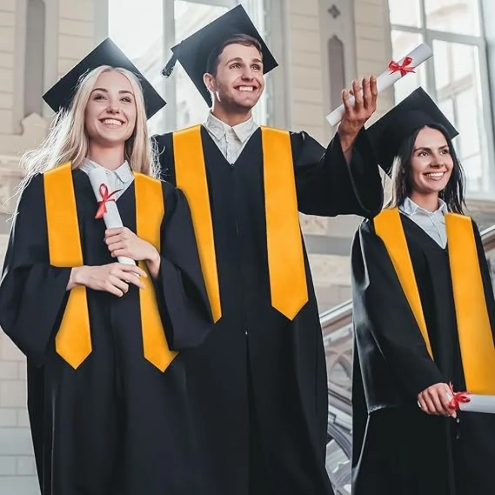 4 Pcs/Set Graduation Costume Graduation Cap Shoulder Stoles and Gown Set Unisex Loose Gown for High School College