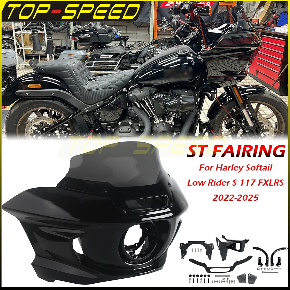 

Motorcycle ST Fairing 11/13" Windshield Cowl Kit For Harley Softail Low Rider S 117 FXLRS 2022-2025 Headlight Fairings W/Bracket