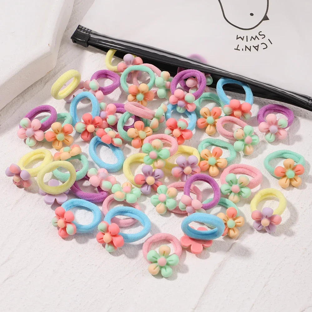 10pcs Cartoon Baby Elastic Hair Bands Girls Candy Macaron Hair Ties Ropes Stripe Ponytail Holder Kids Babe Colorful Ornaments