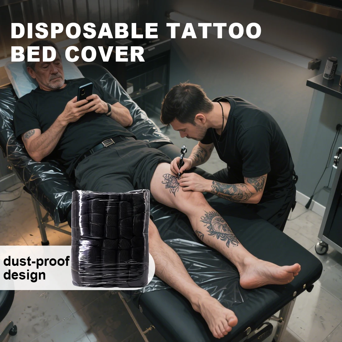 10 قطعة أسود/وردي المتاح الوشم السرير كرسي يغطي البلاستيك مقاوم للماء مرتبة مرنة استوديو اكسسوارات لوازم الوشم #5