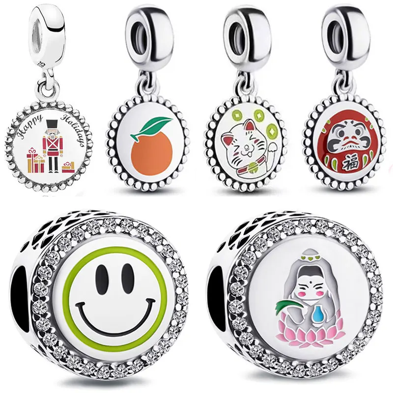 

DIY Charm China Exclusive Lucky Cat Nutcracker Guanyin Pendant 925 Sterling Silver Beads Fit Fashion Bracelet Jewelry