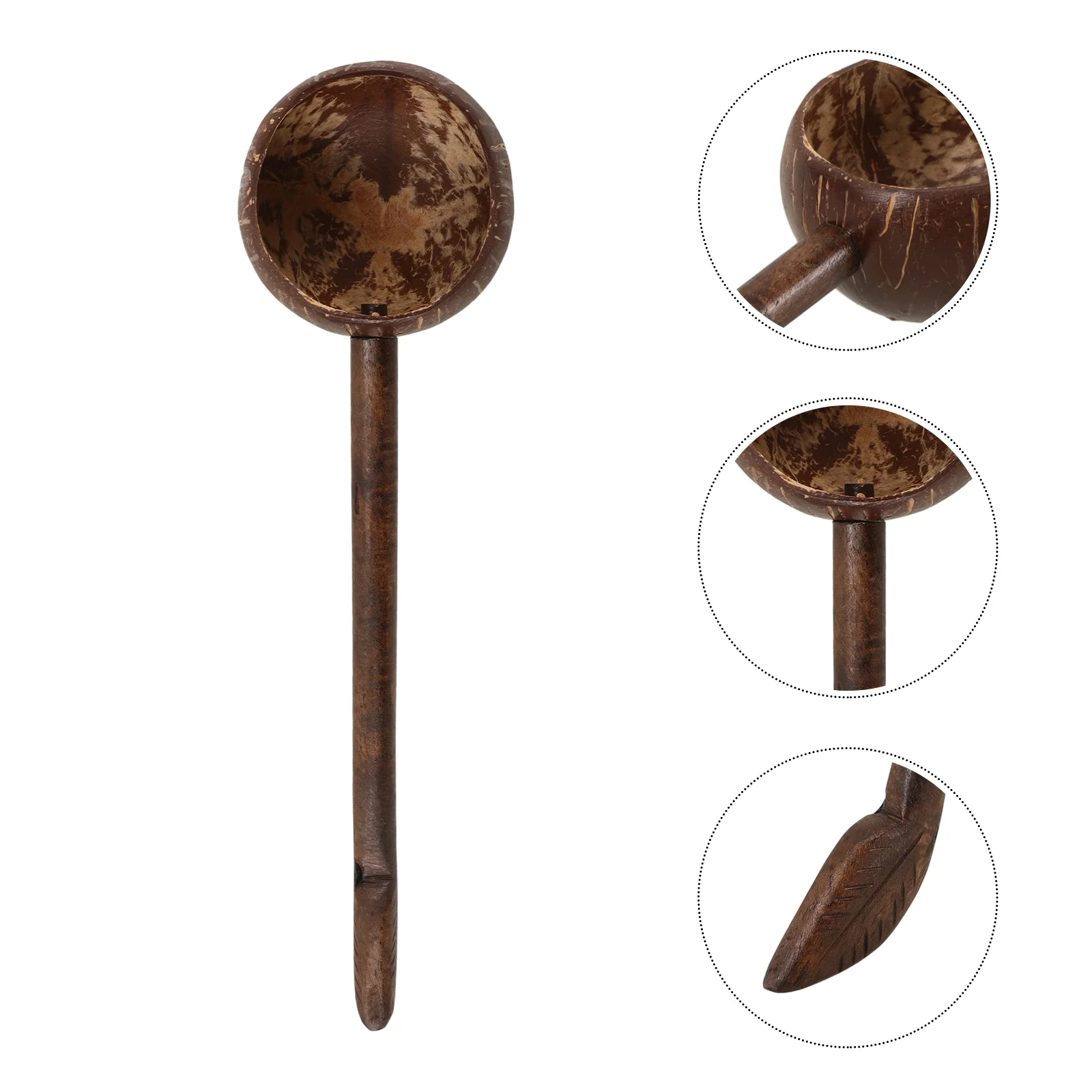 Coconuts Shell Ladle with Wood Handle Multi-Functional Spoon for Bath Coconuts Ladle Long Handle Water Soup Ladle Scoop Water Sp