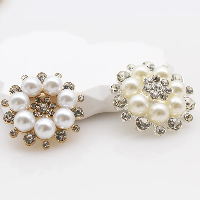 10pcs Gold/Silver Alloy Pearl Rhinestone Decoration Process DIY Wedding Handhold Flower Bow Ribbon Sewing Accessories