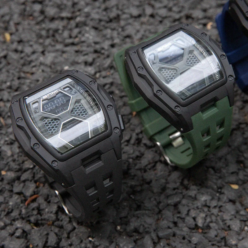 Simple Fashion Men's Multifunctional Electronic Watches Timing Function Alarm Clock Silicone Strap Military Sports Watch