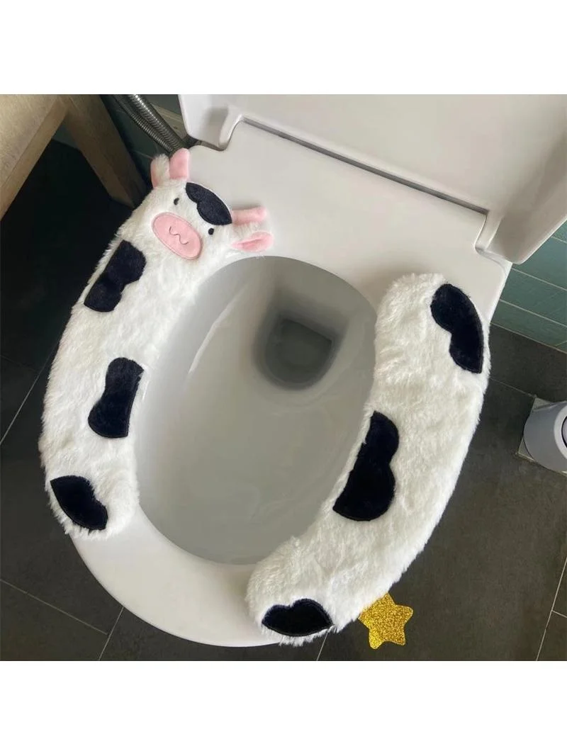 愛らしい牛年トイレシートカバーぬいぐるみソフト秋冬ホームトイレマットシートカバービデリングクッション個人衛生用品