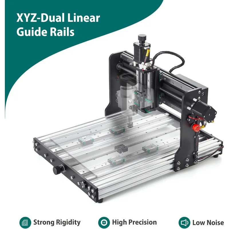 CNC Router Machine 3030-Evo Pro, All-Metal XYZ Axis Dual Steel Linear Guides with 300W Spindle, Z-Probe, Limit Switches