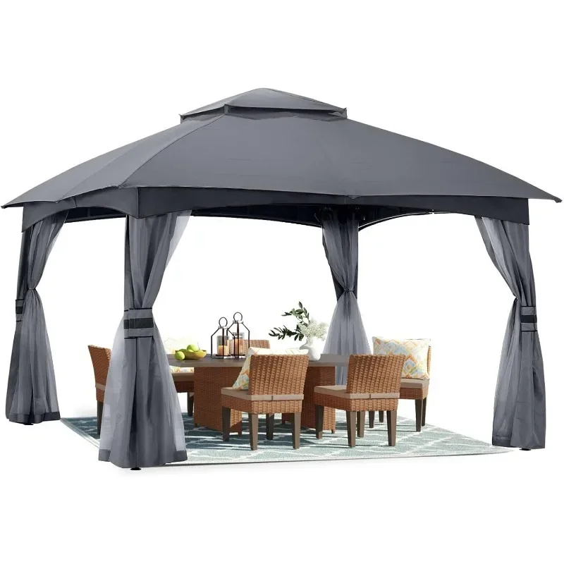 

Outdoor Gazebo - Patio Gazebo with Mosquito Net, Outdoor Sunshade and Rainproof Awning for Lawn, Garden, Backyard and Patio