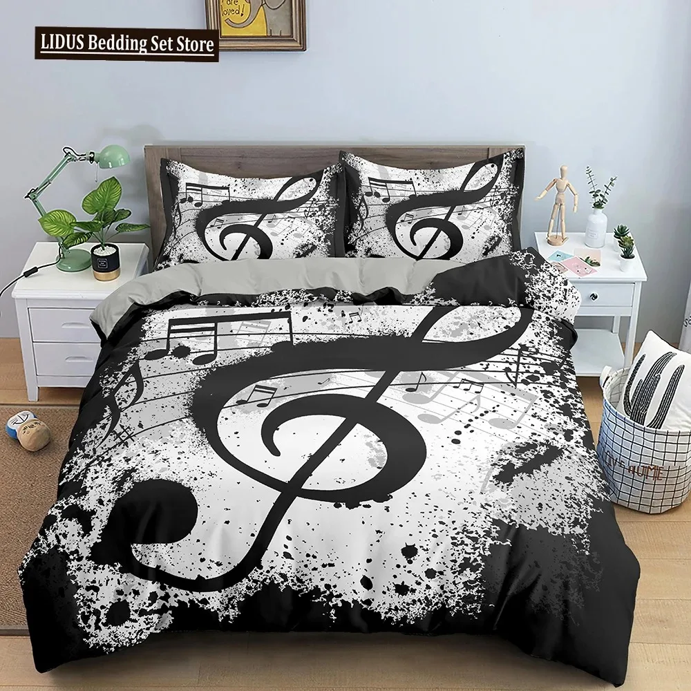 

Music Notes Bedding Set Duvet Cover Set Piano Keys Keyboard Bed Set Classic Music Melody Comforter Cover For Kids Boys Girls