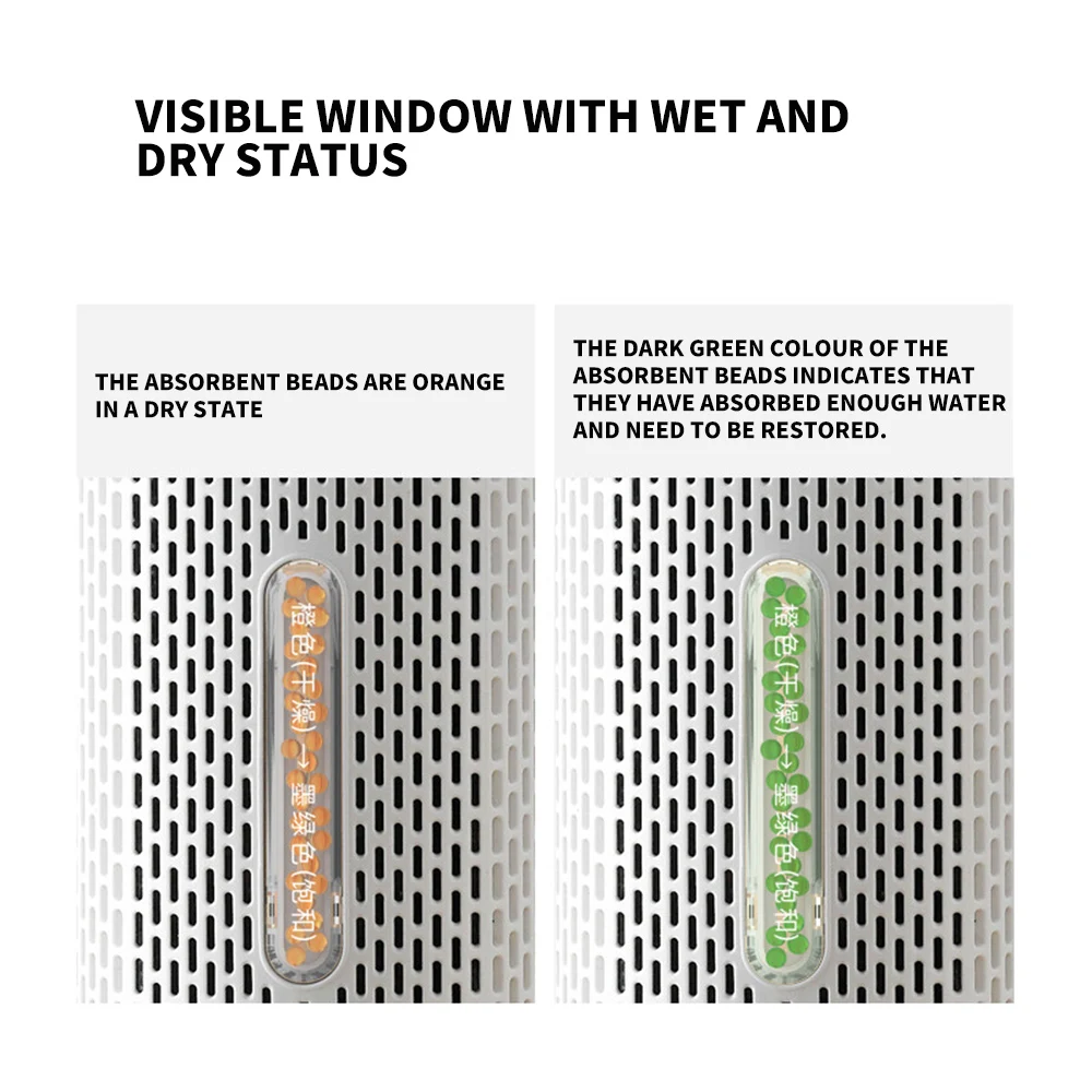 مزيل رطوبة صغير قابل لإعادة التدوير من ديرما يقلل من رطوبة الهواء جافًا/رطبًا بفتحات نافذة بصرية ممتصة للرطوبة وتجفيف