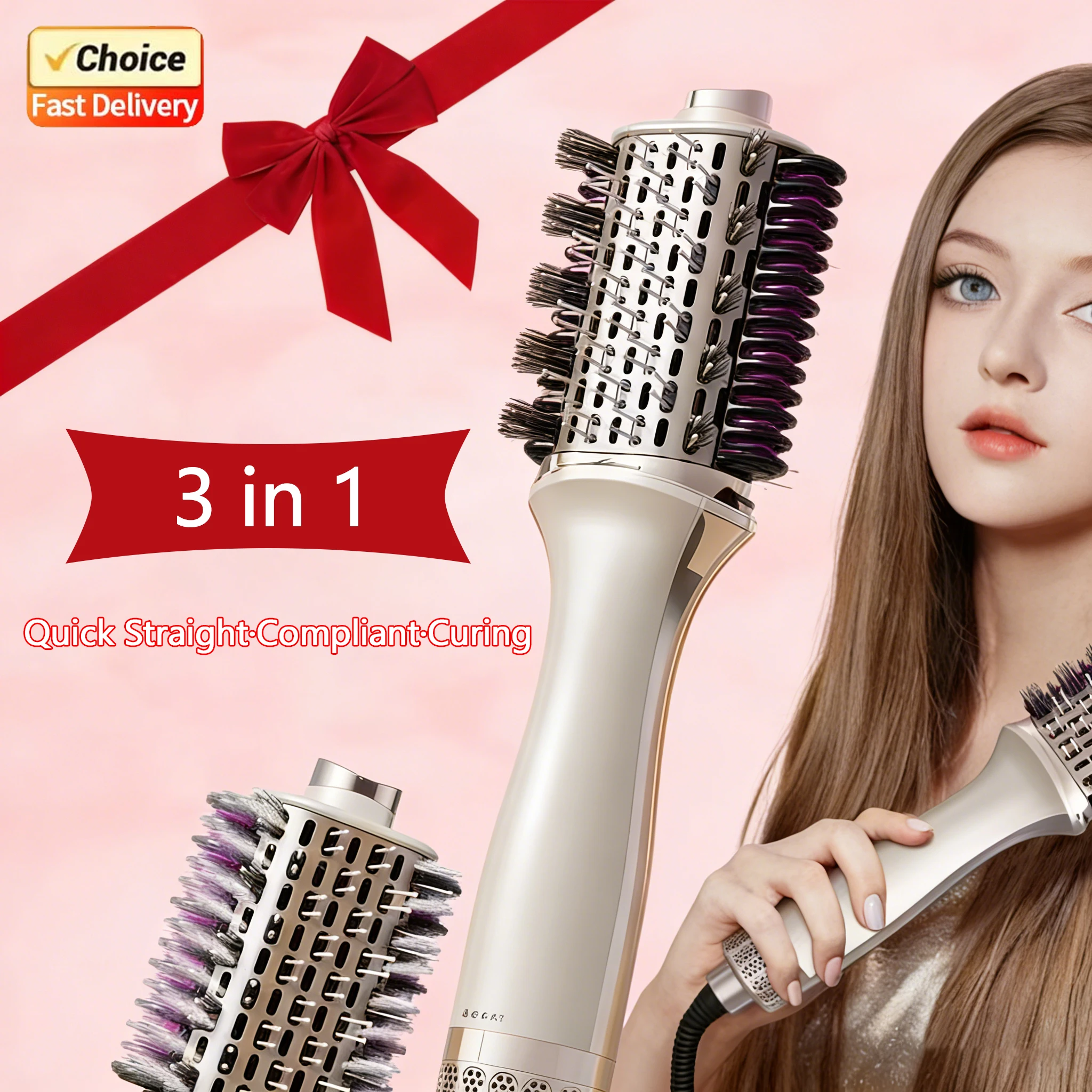 

3 in 1 Hot Air Comb Hair Styling Brush Automatic Curl Straight Blow Dryer Wet Dry Dual Use Multifunctional Hair Tool Home Salon