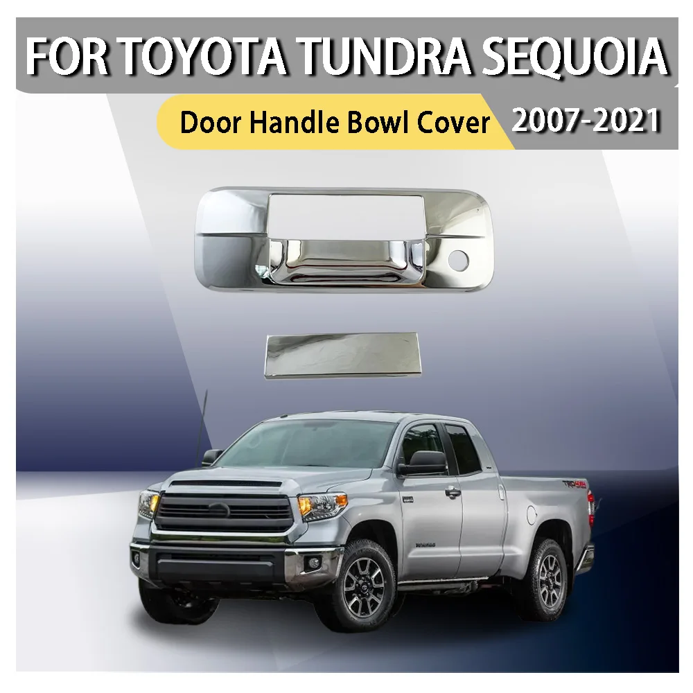 Cubiertas Decorativas Cromadas con Orificio para Radar para Manijas de Puerta Trasera de Toyota Tundra Sequoia Pickup Truck 2007 2010 - 2021, Accesorios para Auto