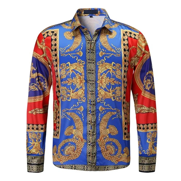 

New Models Fashionable And Personalized Floral Shirt Men's Long Sleeved Shirt Slim Fitting European And American Trendy Shirts