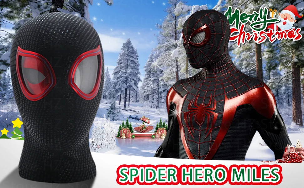 1:1 Miles Morales Mask with Movable Eyes Mascara Electric Gwen Spider Helmet Ring Control Halloween Cosplay Mask Toy Man Gift