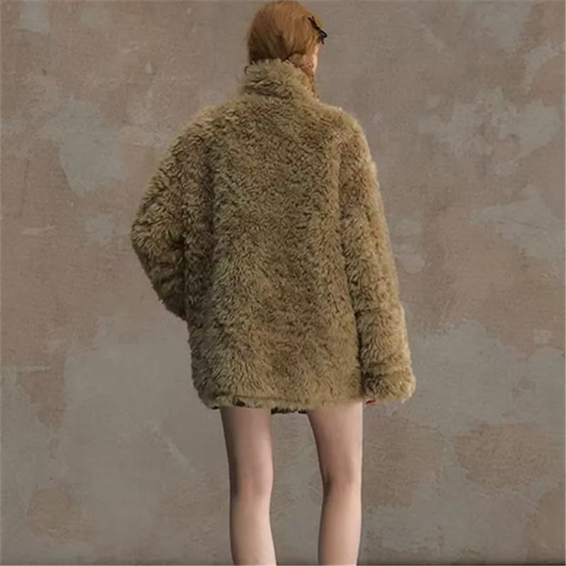 Women's Double-Sided Lamb Wool Overcoat Turn-Down Collar Winter Suede Jacket New Fashionable Outerwear for Cold Weather