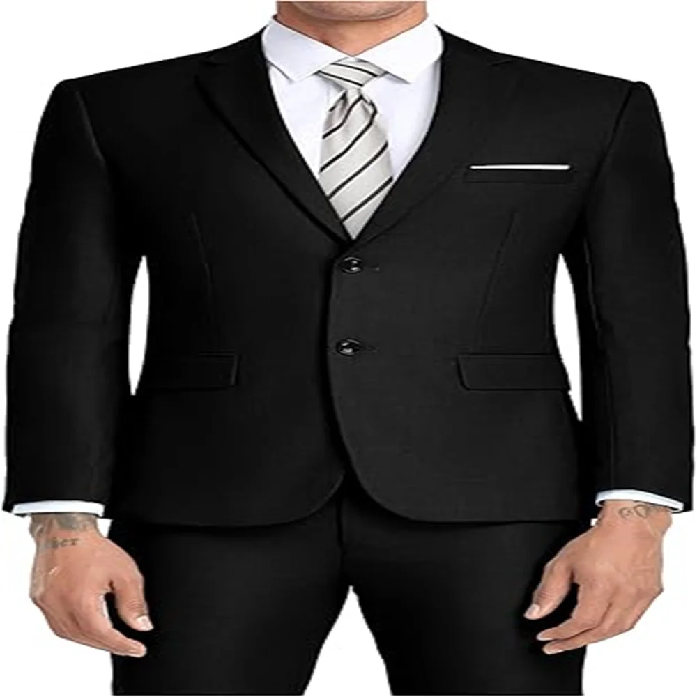 

Men's 2 Piece Slim Fit Suit Set, Two Button Solid Jacket Pants with Tie Suits for Men