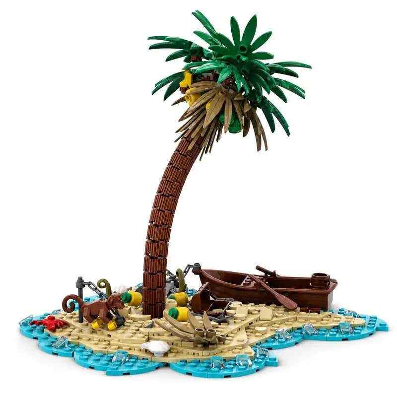 288PCS Pirate Island Wreck MOC Beach Scene Model Custom Puzzle DIY Creative Assembly Educational Toy Building Blocks Collection