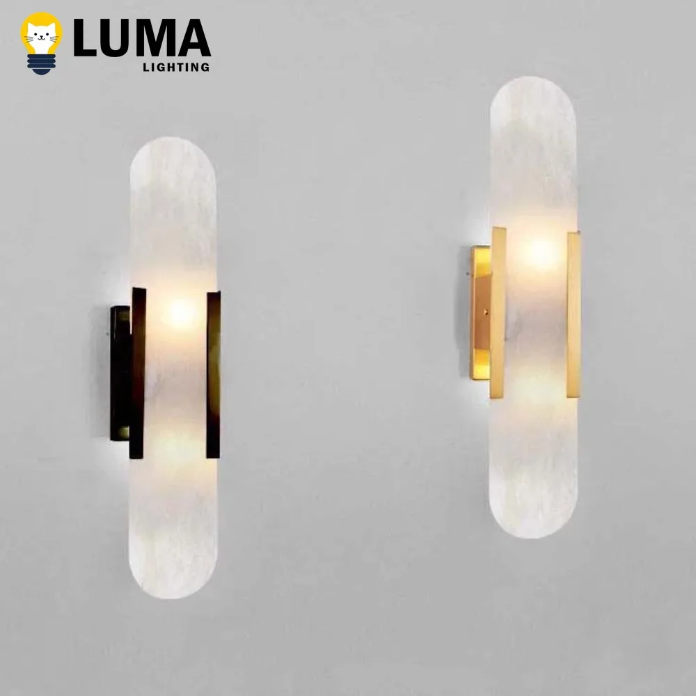 

Modern Luxury Spanish Marble Wall Light, Alabaster Marble LED Wall Sconce for Livingroom Bedroom Bedside Bar Hotel Aisle Decor