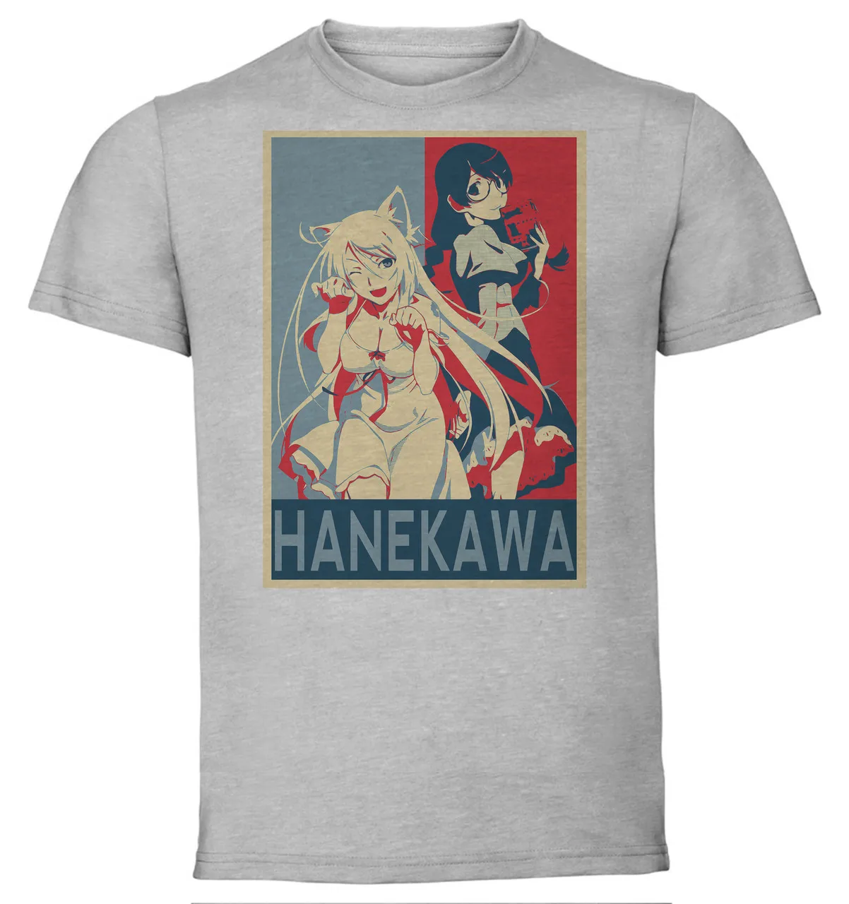 

T-Shirt Unisex Grey Propaganda Monogatari Hanekawa