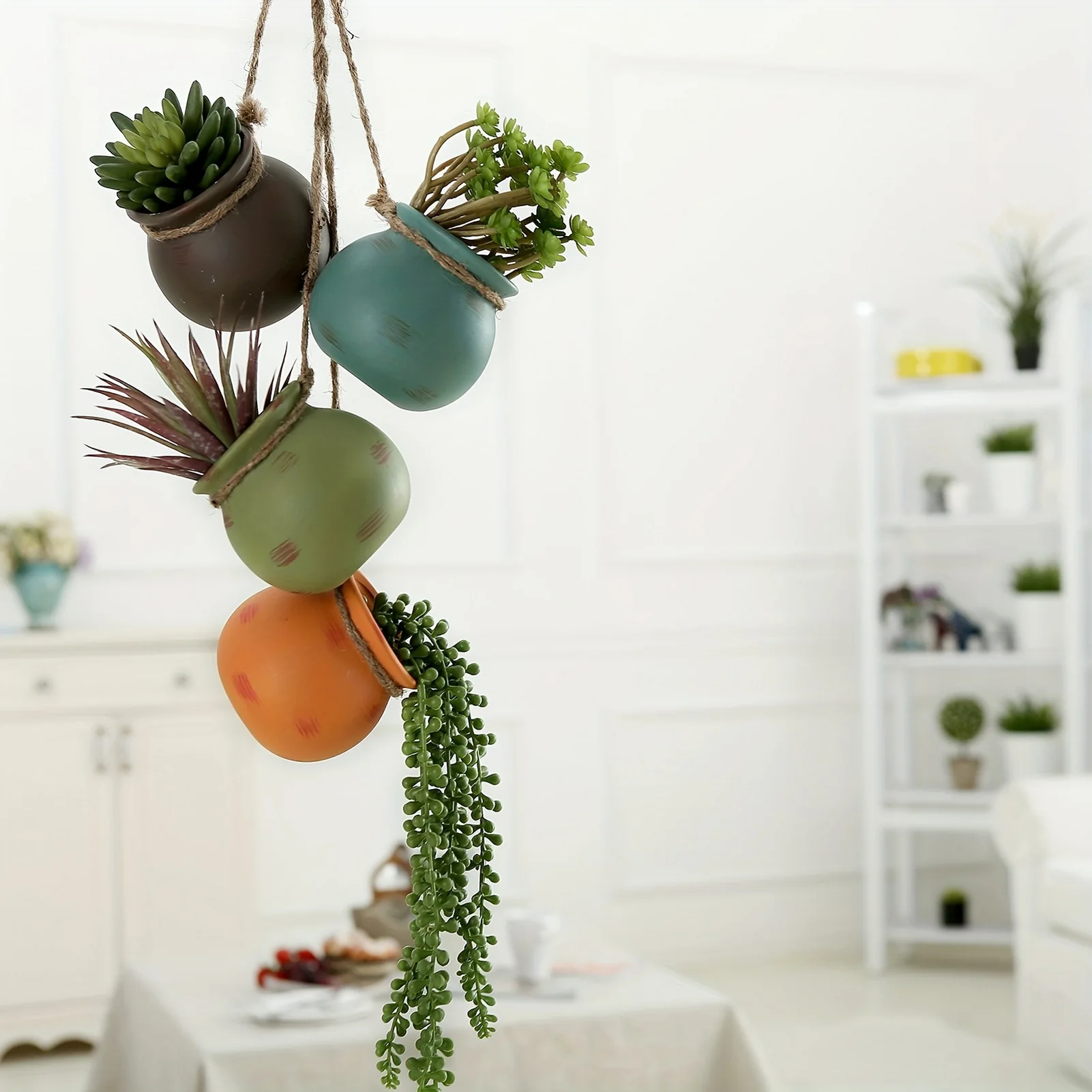 

Hanging Planter for Indoor Plants Mini Wall or Ceiling Mount Dangling Plant Pot for Small Succulents Cactus Herb Faux Flower