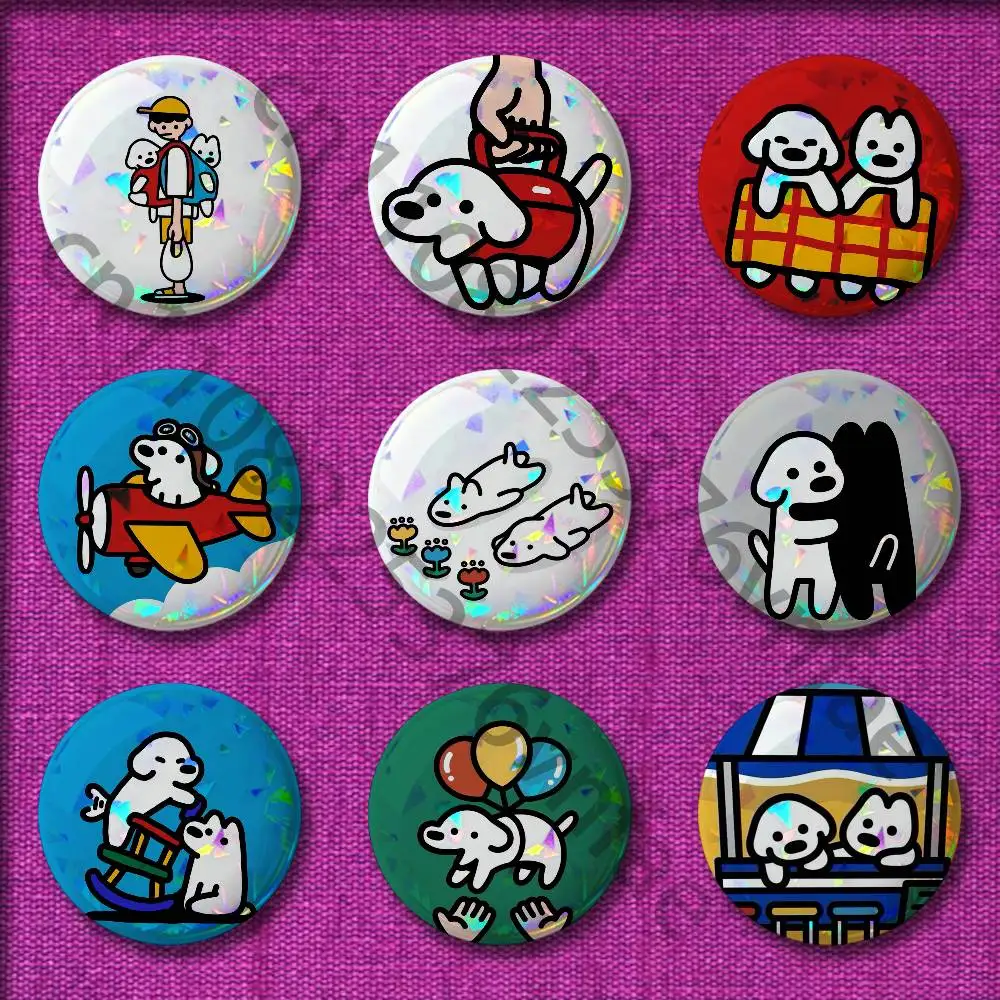 

M-Matsui Cartoon Dog Badges 32mm 25mm 44mm 75mm 58mm Round Pin Brooch Hat Cap Souvenir Cosplay Gift Decorations