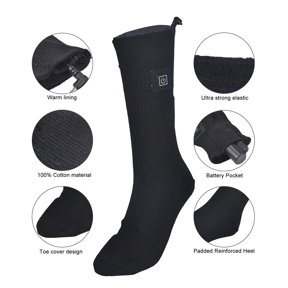 Calcetines térmicos eléctricos de invierno para hombre y mujer, medias térmicas para calentar los pies, senderismo, esquí, ciclismo, calcetines cálidos para exteriores