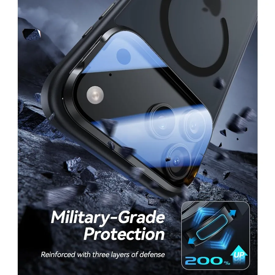 حافظة حماية كاملة مطورة لهاتف iPhone 17 Pro Max مع غطاء كاميرا مناسب لحماية MagSafe 10FT Mil-grade Tr