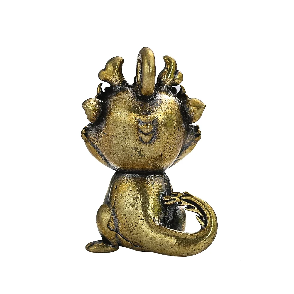 1PC Retro Chinese Dragon Figurine Charm Copper Artwork Crafts Home Feng Shui Decoration Jewelry Necklace Pendant DIY Accessories