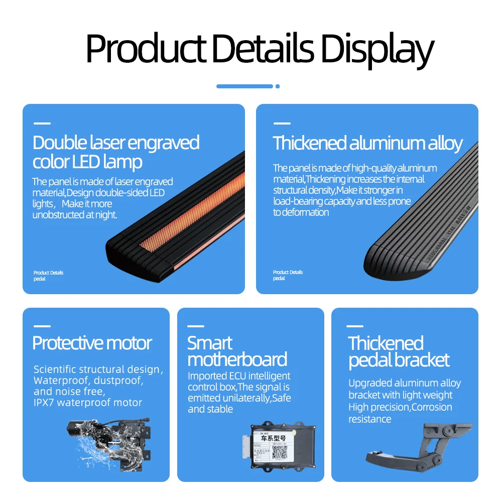 

2023 Electric Retractable Running Boards Excellent Quality Auto Part for SUV Fits Chery Jetour X70 X1 X90 Models