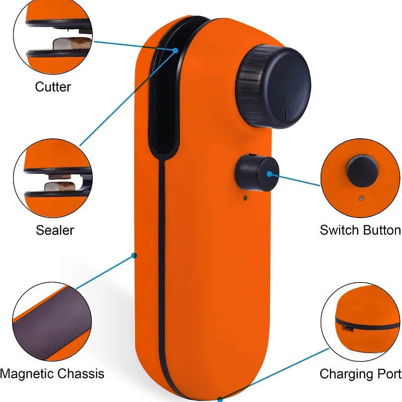 2-in-1 ミニ食品袋シールと切断ナイフしがみつくフィルムシール機充電式ハンドヘルドキッチンに適した