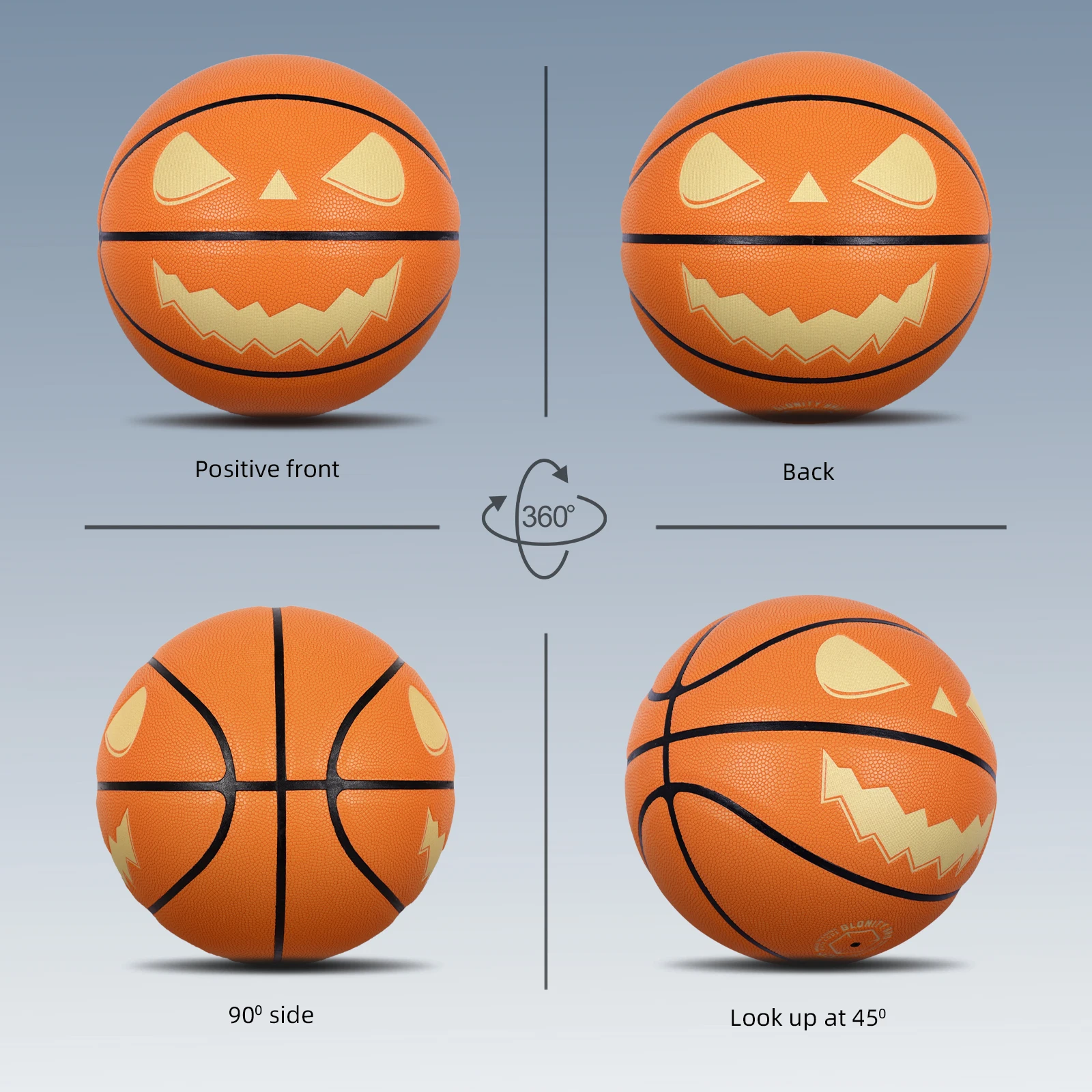 كرة السلة Jack-O'-Lantern للهالوين مقاس قياسي 7 للاستخدام الخارجي والداخلي للرجال والنساء كرات مضيئة على شكل يقطين للاستخدام الليلي المتوهج