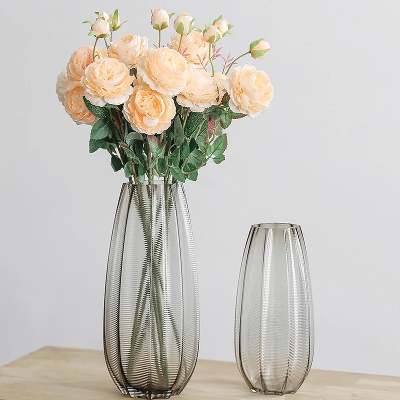 

Light luxury glass vase ornament, transparent creative flower arrangement, living room decoration, table dried flowers