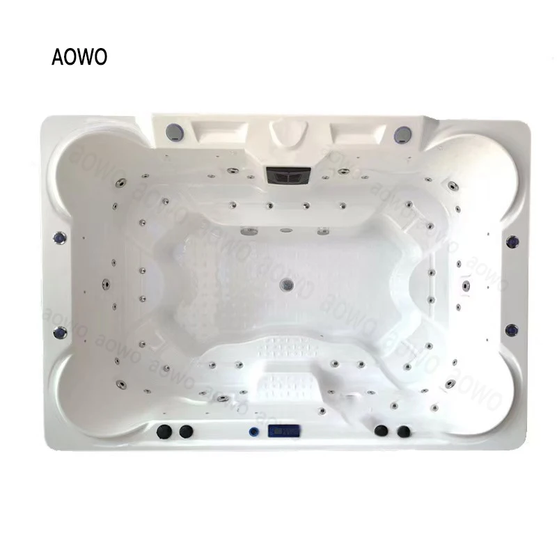 Hot Tub 9-10 Person Luxury Yacuzzi Swim Spa Tubs Sauna Room Wood Panel White Acrylic Exterior Hot Tube Outdoor Whirlpool Pool