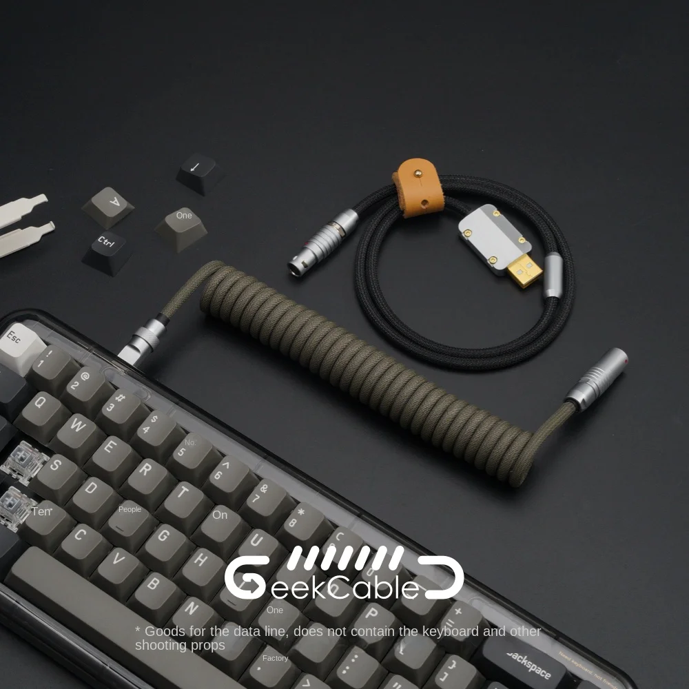 GeekBable custom keyboard data cable MelGeek collaborates with Mojo68 retro micro gray black rear