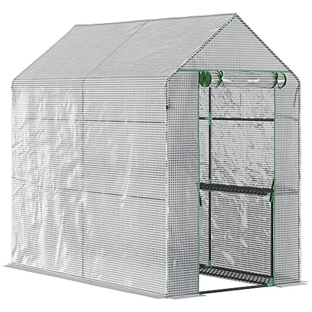 Portable Walk-In Greenhouse with Roll-up Door 4 Shelves 47.25