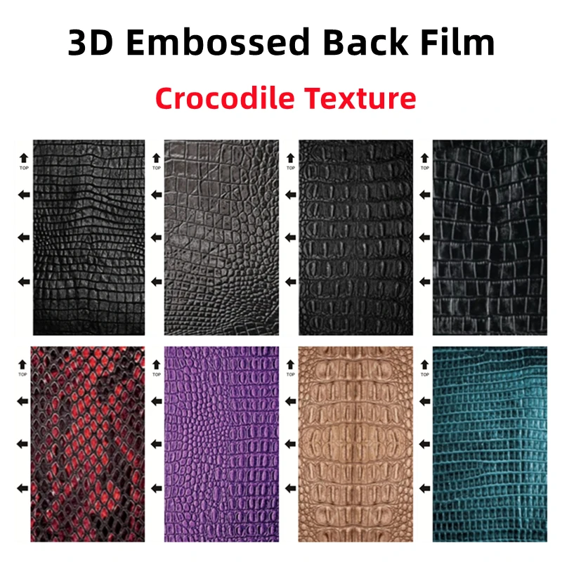 

10pcs 3D Embossed Color Film Crocodile Texture Decorative Back Cover Protector Sticker for Cutting Machine Crocodile Grain