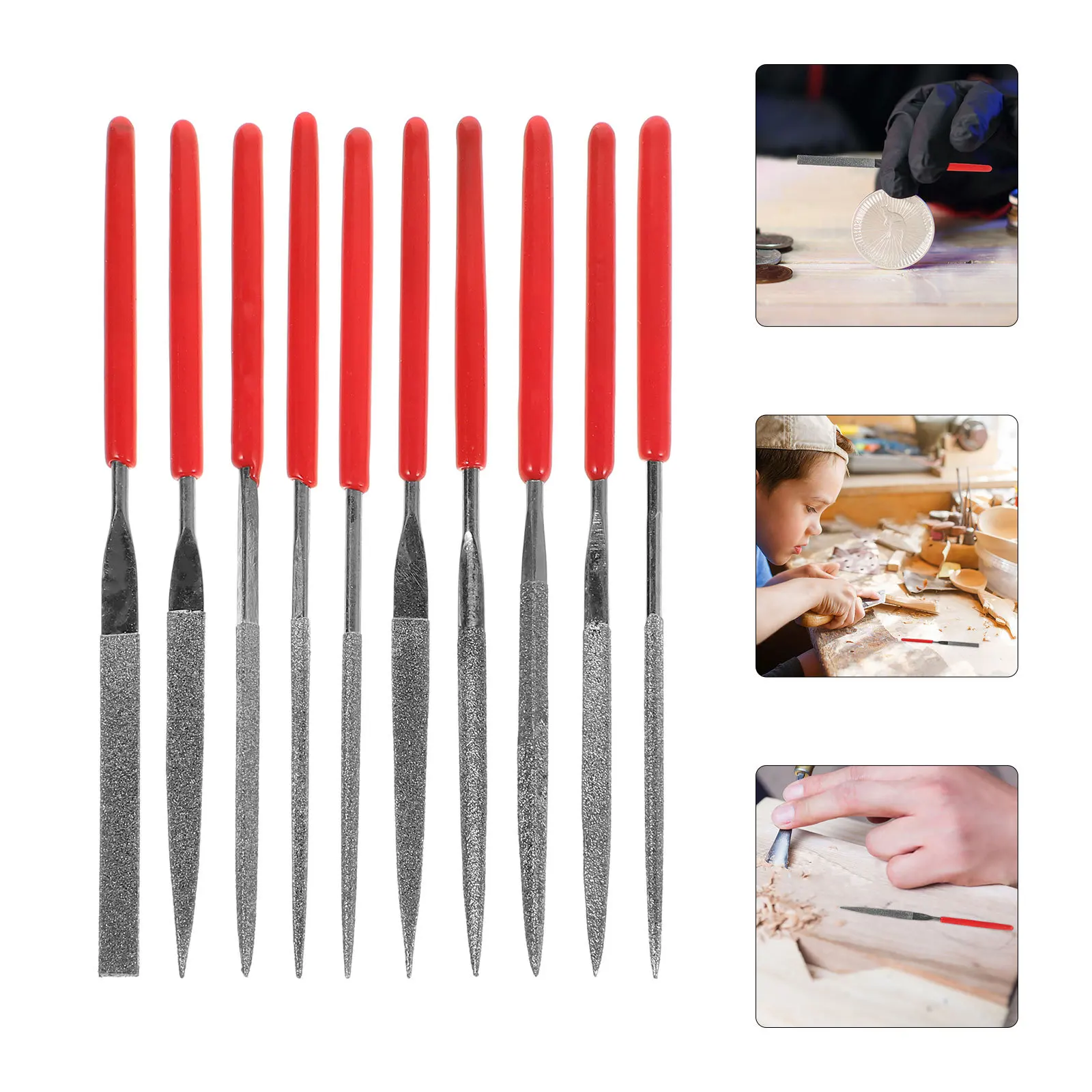 

10Pcs Small Metal Diamond Needle Files Titanium Coated Set for Jewelry Wood Metal Glass Carving Precision Needle File