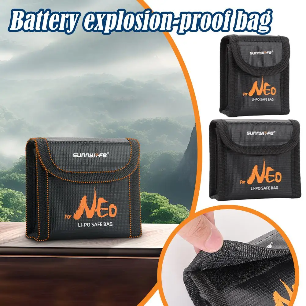 Drone Flight Battery Safe Bag For DJI NEO/Mini 3 Pro/Mini 4 Pro Protective Case Lithium Battery Safe Explosion-proof Bag