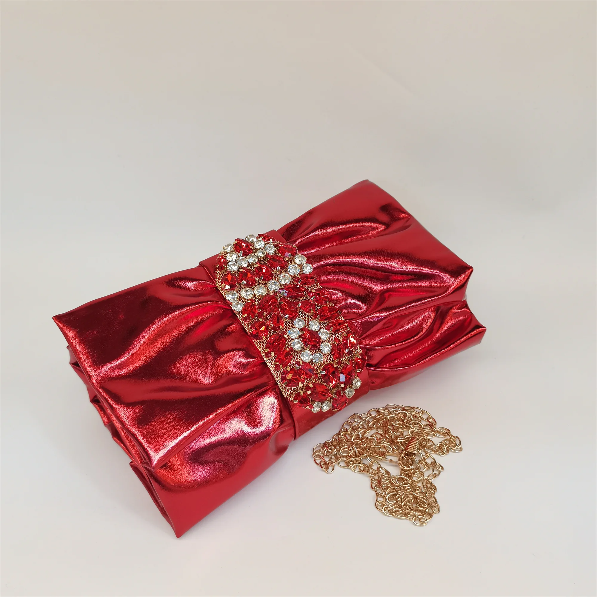 Fashionable Women Wrinkled Rhinestone Clutch Bag Diamond Embedded Evening Bag Crossbody Shoudler Bag Handbag F5-917-5