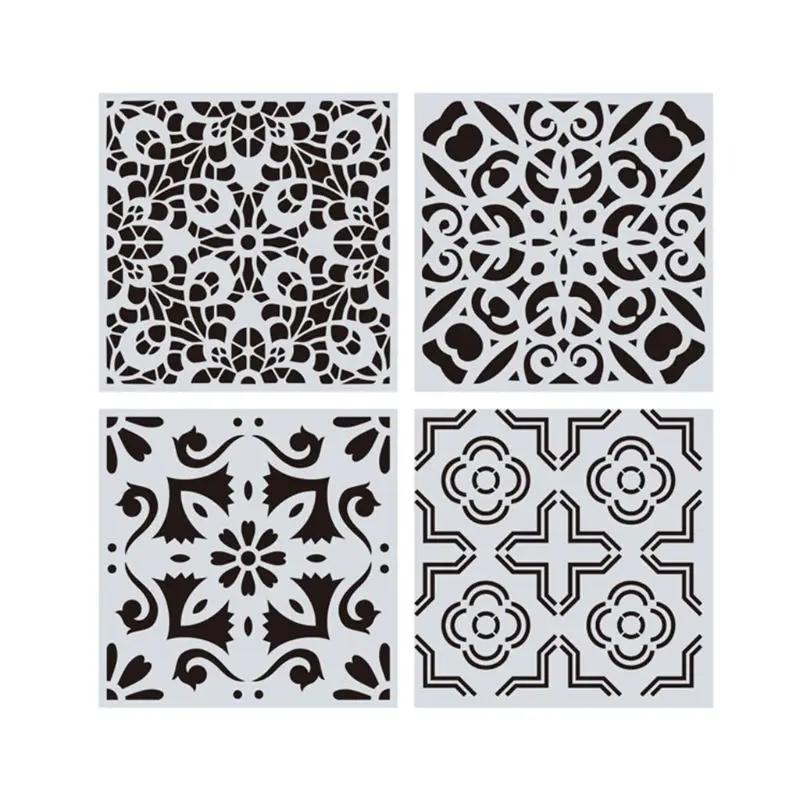 16pcs/set Mandala Stencils DIY Drawing Template Wall Painting for Wood Tiles Rock Home Decoration 15x15cm L41E