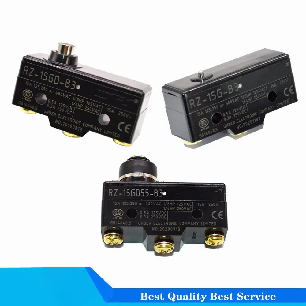 2PCS/lot 100%New switch RZ-15GD-B3 RZ-15G-B3 RZ-15GD55 RZ 15GD B3 RZ 15G B3 15A Light touch plunger short button type mich
