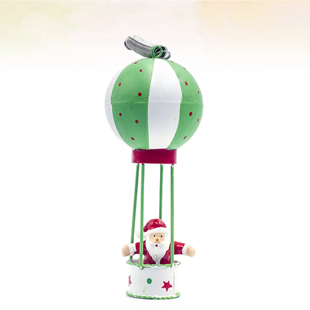 

Christmas Ornament Green Hot Air Balloon Pendant Iron Hanging Decor Santa Clause for Home Office Party Supplies