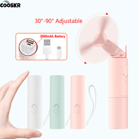 Portable Fan Super Mini Handheld Fan USB Rechargeable Fan Foldable Desktop Hand Held Small Pocket Fan with 2000mAh Power Bank